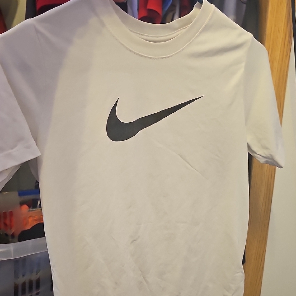 Nike White Tee with Iconic Black Swoosh
